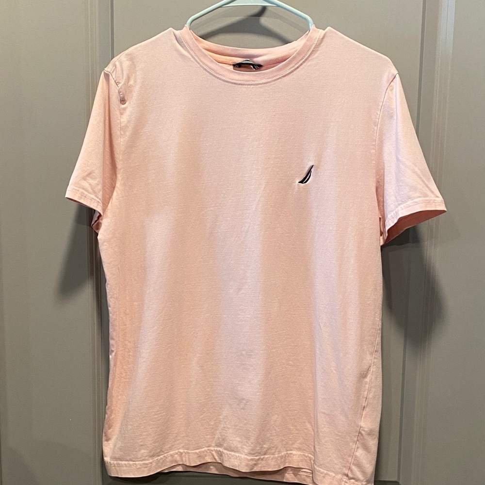 Nautica Sail Logo T Shirt M Pink Cotton Stretch Preppy Tee